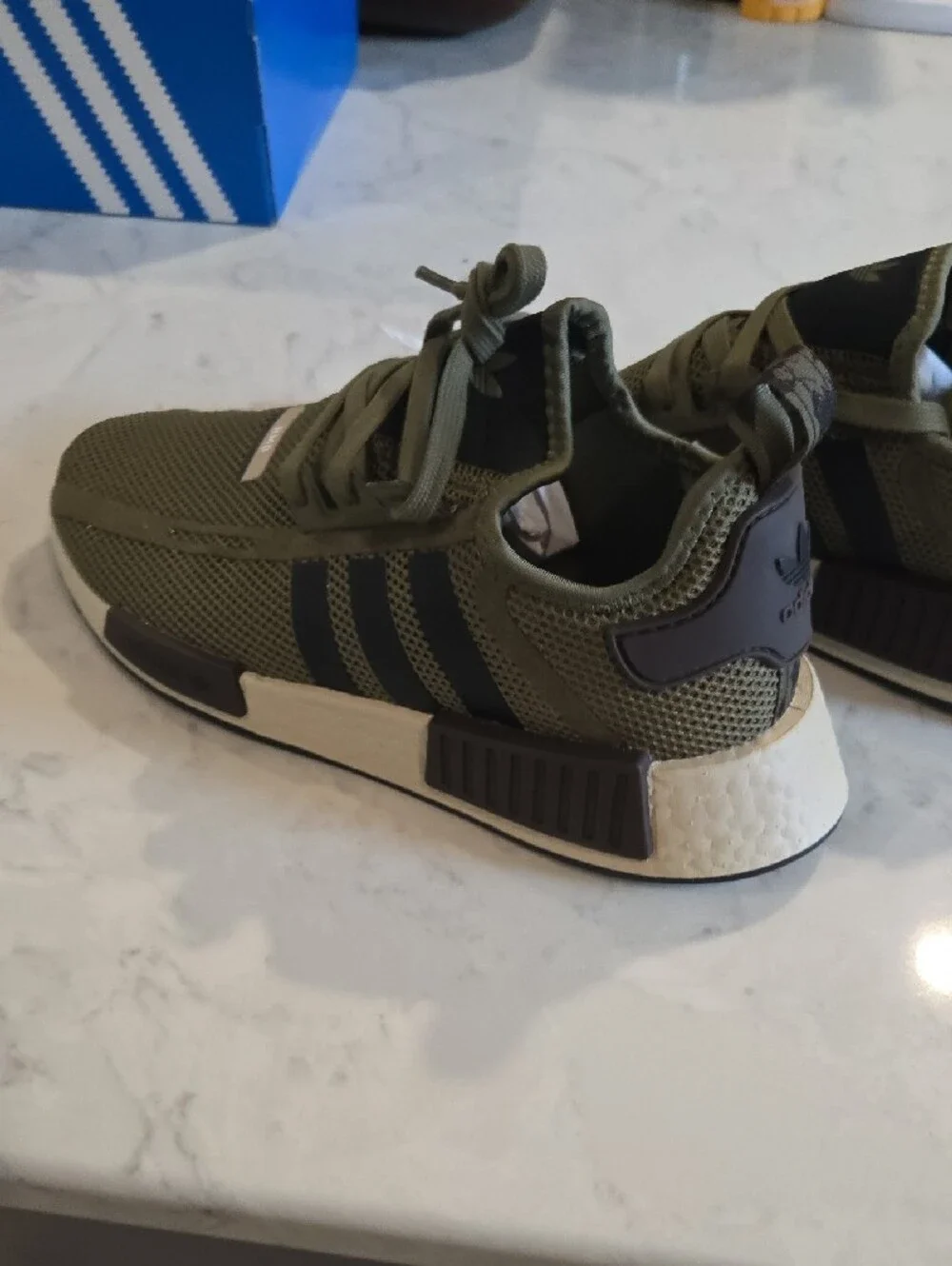 adidas Olive Green and Black NMD R1 Mesh Sneakers